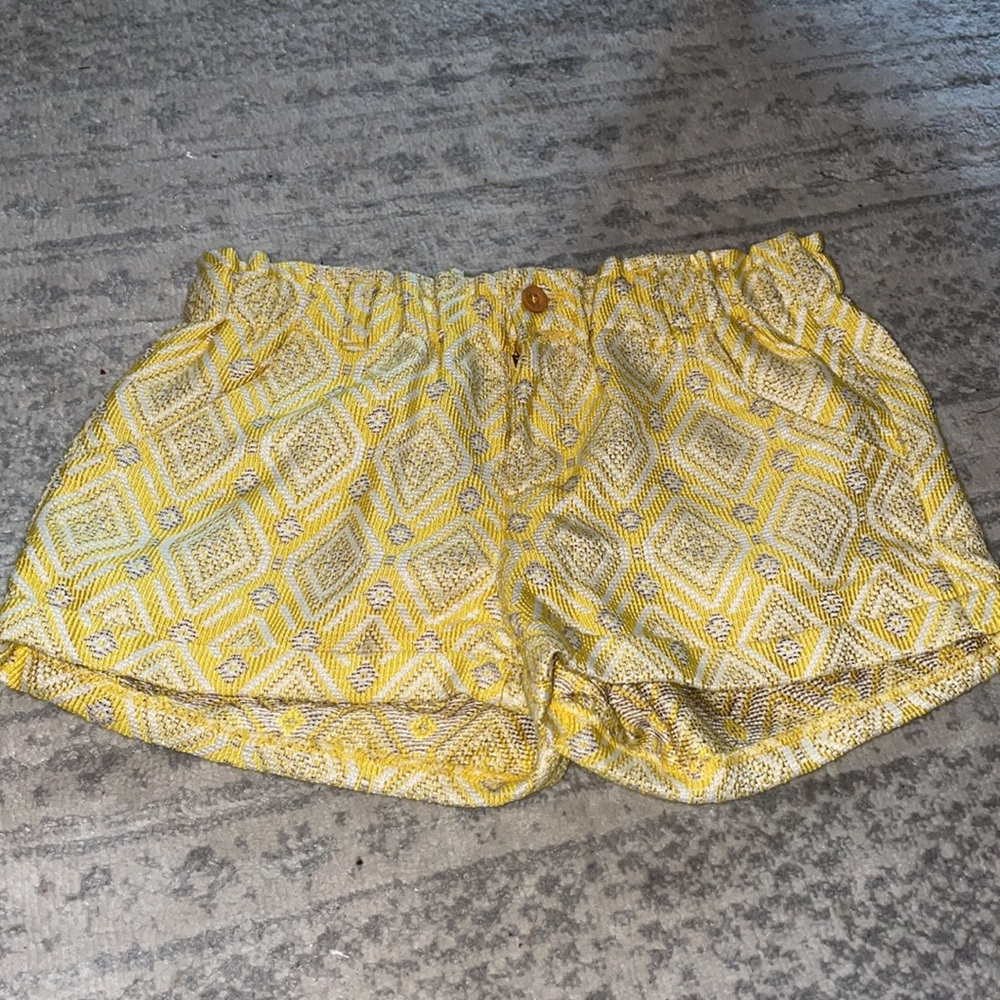 Yellow shorts with a print
